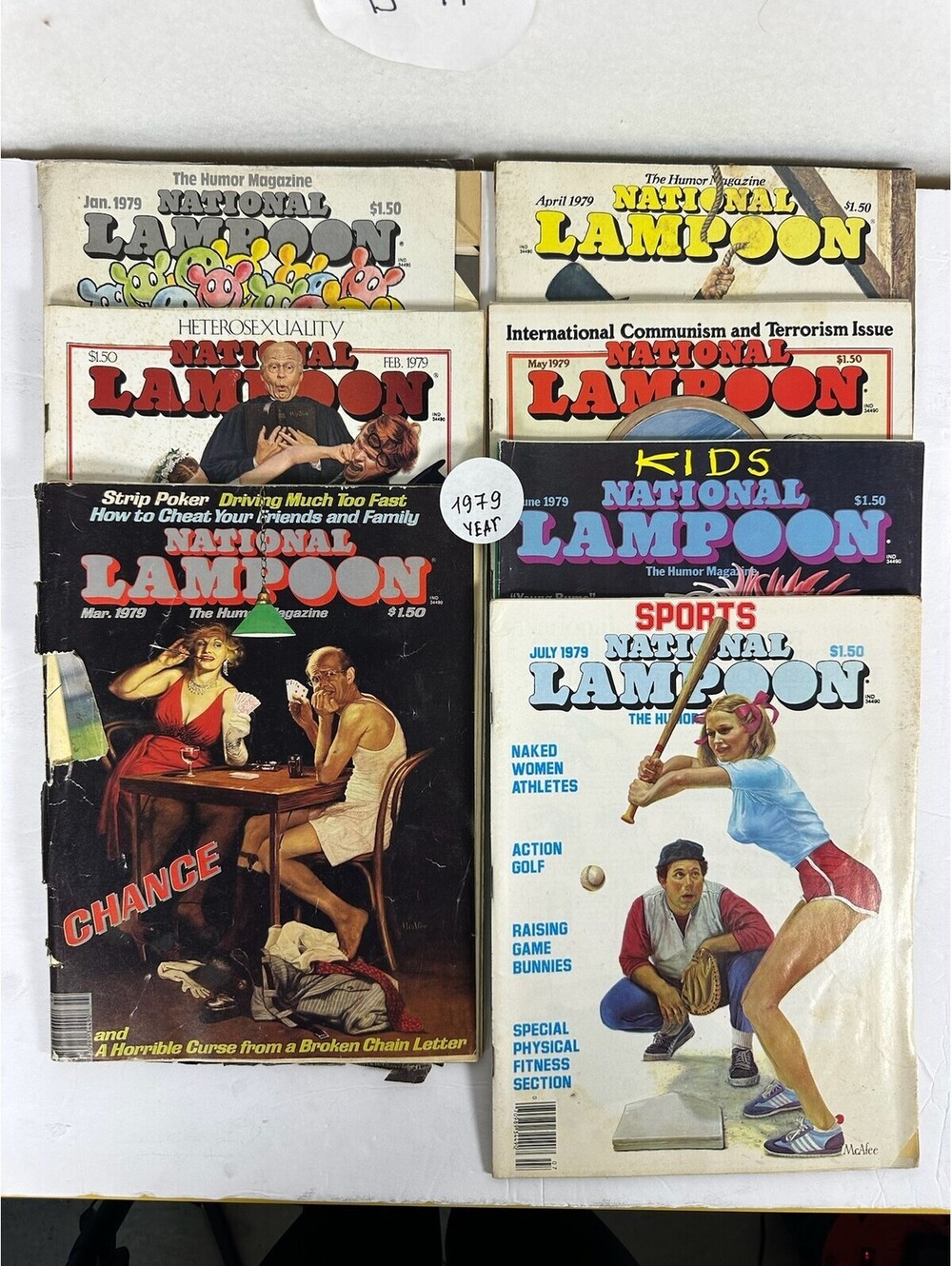 Lot of 7 Vintage National Lampoon Magazines 1979 Humor Satire Collectible‎